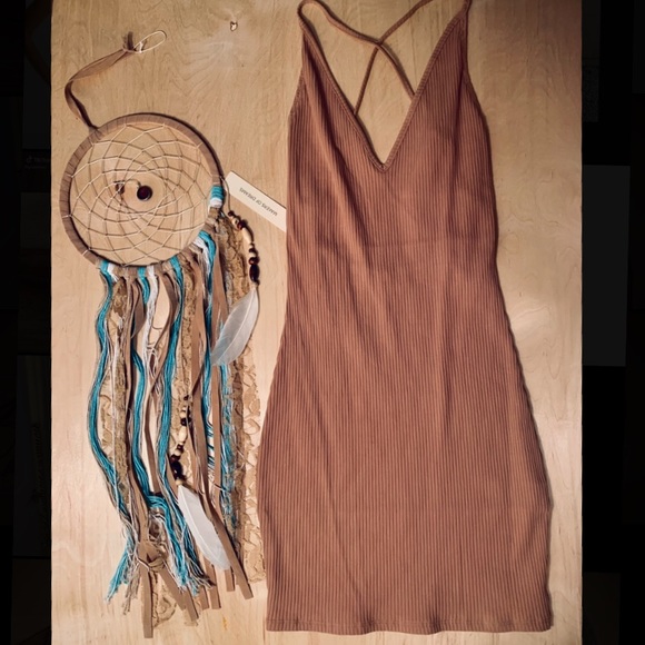 Tan Spaghetti Strap Bodycon Dress - Picture 2 of 2